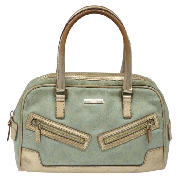 GUCCI GG Canvas Hand Bag Light Blue Gold 000 000 - Picture 2 of 13